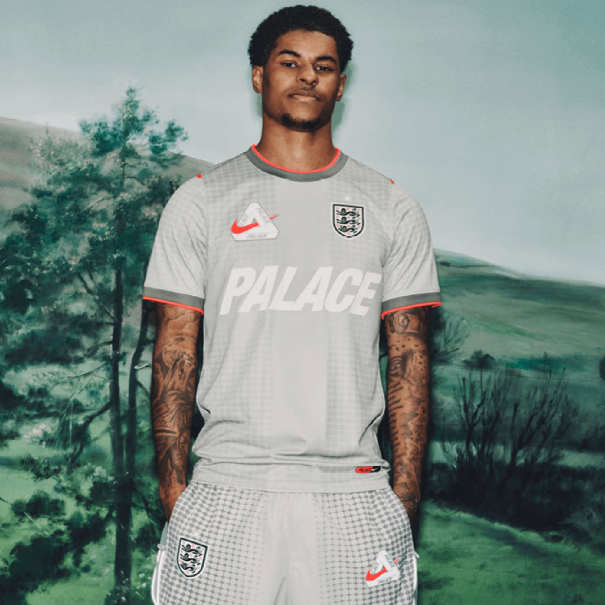 England Nike x Palace Pre Match Top - Pewter Grey